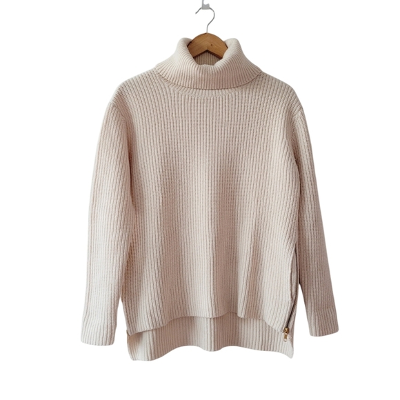 Reiss Cream Cowl Neck Sweater with Chunky Knit and Relaxed Fit - Picture 1 of 12